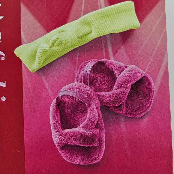 American Girl Pawsitively Purrfect Accessories Pink Slippers Green Headband Set - Picture 5 of 8